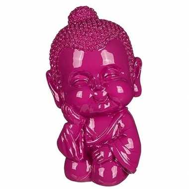 Boeddha spaarpot roze 13 cm