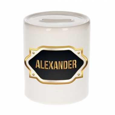 Naam cadeau spaarpot alexander met gouden embleem