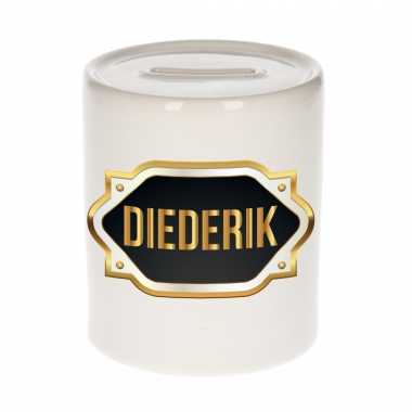Naam cadeau spaarpot diederik met gouden embleem