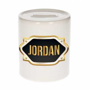 Naam cadeau spaarpot jordan met gouden embleem