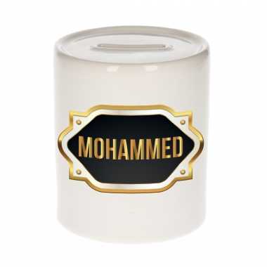 Naam cadeau spaarpot mohammed met gouden embleem