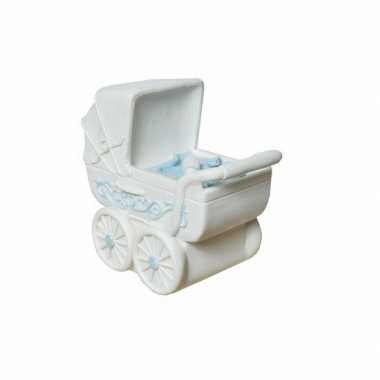 Spaarpop blauwe kinderwagen