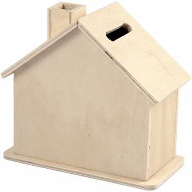 Spaarpot houten huisje 10 cm