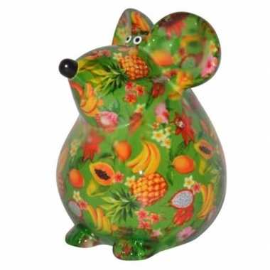 Spaarpot muis 17 cm groen type 2