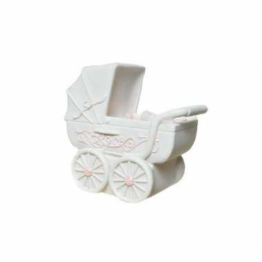 Spaarpot roze kinderwagen
