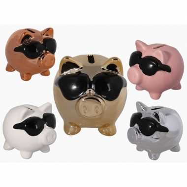 Zilveren spaarvarken cool 9 cm