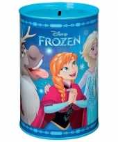 Blauwe dsiney frozen spaarpot blik 15 cm voor meisjes