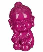 Boeddha spaarpot roze 13 cm