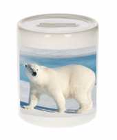Dieren foto spaarpot witte ijsbeer 9 cm ijsberen spaarpotten jongens en meisjes