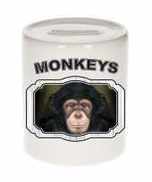 Dieren leuke chimpansee spaarpot monkeys apen spaarpotten kinderen 9 cm