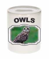 Dieren velduil spaarpot owls uilen spaarpotten kinderen 9 cm