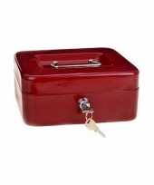 Geldkistje kluisje rood met inleglade 20 cm