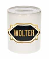 Naam cadeau spaarpot wolter met gouden embleem